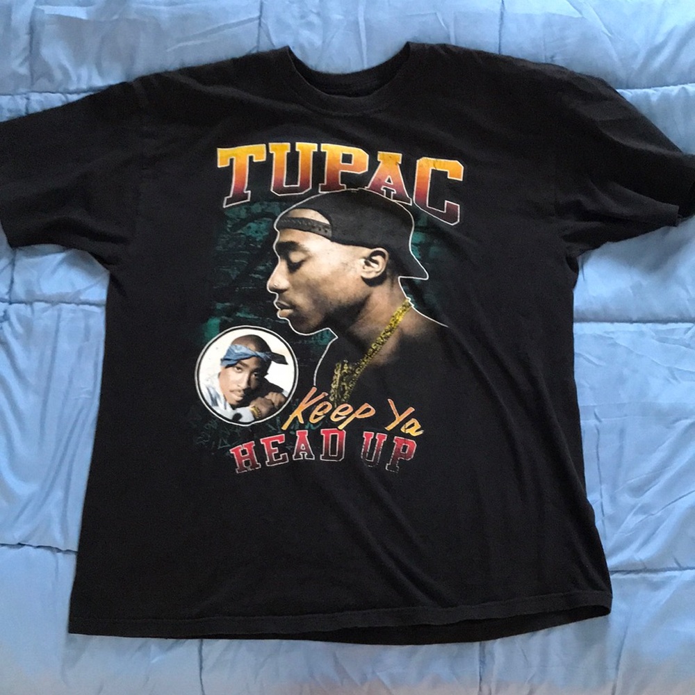 Black Tupac Graphic‎ T-Shirt